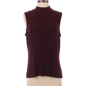 Red Striped Sleeveless High Neck Top